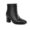 2022 novas botas femininas europeias e americanas para outono e inverno costura zíper frontal botas curtas de cavaleiro botas de salto alto grossas 40-48 botas de comércio exterior