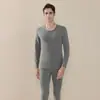 Ropa interior térmica de cachemira y seda nueva para mujer 2025, conjunto de tops y pantalones térmicos con forro de vellón cepillado de doble cara para hombre, sin costuras, venta al por mayor