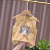 Chaleco de Algodón Puro para Niños y Niñas, Nuevo Camiseta sin Mangas de Verano Tie-Dye Versátil Elegante con Estampado de Dibujos Animados
