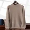 Suéter Masculino de Cashmere com Gola Alta Meia Inverno Moda Quente Espessado Casual de Negócios Jacquard Tamanho Grande Tricô Base