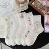 Calcetines Finos de Encaje para Mujer de Verano, Malla Transpirable, Oso de Dibujos Animados Lindo, Estilo de Escuela Japonesa, Calcetines Femeninos hasta la Pantorrilla