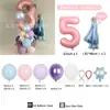 Reina de Hielo Aisha Princesa Copo de Nieve Temática Aluminio Mucca Morado Azul Columna de Globos de Látex Traje Montaje