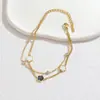 Pulsera de Acero Inoxidable Europea y Americana Cruzada Mariposa de Amor Estrella de Cinco Puntas Joyería de Mano de Doble Capa de Lujo Ligero de Alta Gama Incrustada con Diamantes Venta al por Mayor