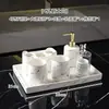 Juego de Tazas para Enjuague Bucal Combinación Taza para Lavar Portacepillos de Dientes Cerámica Portacepillos de Dientes Eléctricos Set Hogar Nórdico Lujo Ligero