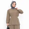 2026 Conjunto de Top Liso Casual Plus Size + Calça Wide Leg Loriya Lr1325
