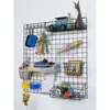 Panel de Malla de Hierro Rejilla Estante de Almacenamiento Cesta Colgante Bandeja Accesorios para Pared de Fotos Almacenamiento de Supermercado Estante de Almacenamiento de Hierro Forjado Decoración Uso en el Hogar