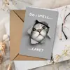 Compra direta transfronteiriça de cartões de felicitações peculiares com tema de gato, com designs divertidos, desejos criativos de feriado, mensagens personalizadas e cartões adoráveis com tema de animal de estimação.