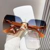 Gafas de Sol Sin Bordes Explosiones en Vivo Celebridad de Internet Gafas de Sol con Protección UV para Mujer Estilo Coreano Gafas de Marco Grande para Hombre