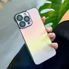Funda de Cuero para Teléfono Móvil con Borde Duro de PC, Color Degradado Sin Bordes, Adecuada para Apple 16/15/14 Promax, Cubierta Protectora