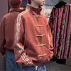 Nueva chaqueta para hombre estilo chino con cierres de botón tradicionales, diseño de primavera, chaqueta tipo béisbol con cuello mao y tres rayas, chaqueta tipo cárdigan deportivo