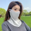 Nueva mascarilla protectora solar para mujer, cara completa, protección solar anti-ultravioleta, mascarilla transpirable, protección de cuello integrada, verano, seda de hielo, cara Gini