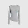 Tops de Longitud Media para Mujer para Cubrir los Glúteos, Camisetas Falsas de Dos Piezas, Nuevas Camisas Base Adelgazantes Otoño e Invierno 2025