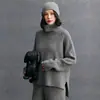 2025 Nuevo Otoño e Invierno para Mujer Suéter de Cachemira Holgado de Rayas en el Hombro Raglán de Cuello Alto Prendas de Punto Base