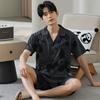 [Algodón fresco de tacto frío] pijamas nuevos para hombre de verano delgados traje de manga corta de panda talla grande sentido de alta gama ropa para el hogar