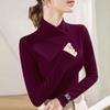 230g 1*1 Extra Grande Cuello Cruzado Otoño e Invierno Nuevo Auto-Calentable Forrado de Felpa Engrosado Cuello Alto Medio Camiseta Base Superior