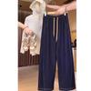 Jeans azul oscuro para mujer Otoño Nuevo talla grande para chica gordita Cintura alta Pantalones Machete Look delgado Pantalones de pierna ancha Figura de pera
