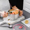 Taza de acero inoxidable 304 para comida rápida con compartimento caja de comida rápida dormitorio de estudiante taza para fideos instantáneos tazón para fideos instantáneos filtro taza con filtro de aceite
