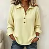 2026 Europa Transfronteiriça Amazon Outono Inverno Comércio Exterior Novo Casual Solto Gola Lapela Botão Cor Sólida Manga Longa Blusa Feminina