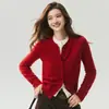 ¡Lujo Ligero de Cachemira! Cárdigan de Cachemira para Otoño e Invierno para Mujer Cuello Redondo Botones Chaqueta de Punto Color Sólido Top Base para Mujer