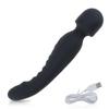Vibrador multifrequência para comércio exterior feminino com carregamento, revestimento completo em silicone, dupla vibração, aquecimento, vibrador sexual AV para adultos feminino