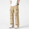 2024 Pantalones Nuevos de Bobina para Hombre Primavera y Verano Sueltos Rectos Bolsillo Irregular Casual Combinable