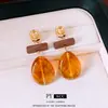 Brincos Redondos de Resina de Madeira Agulha de Prata Luxo Leve High-End Modernos Brincos Retrô Design de Nicho Sentido de Design Joia de Orelha Personalizada
