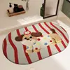 Alfombra de Baño de Dibujos Animados Tejida de Lino Entrada al Baño Absorbente de Agua Secado Rápido Felpudo Ducha Antideslizante Resistente a la Suciedad Alfombra