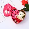 Suministro Transfronterizo Caja de Lata de 6 Piezas Oso Helado Flor de Jabón Forma de Corazón Regalo para el Día de la Madre y el Día de la Mujer Pequeño Presente