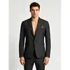 Blazer cruzado de un botón para hombre de comercio exterior, estilo coreano moda juvenil casual con bloques de color ajustado chaqueta de un solo pecho para hombre