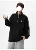 Sudadera de Rayas Estilo Americano con Cuello Alto para Pareja para Hombre, Tendencia de Otoño Marca Retro Media Cremallera con Sentido de Diseño, Chaqueta Deportiva Pesada