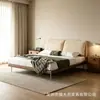 Cama de chenille estilo orelha de elefante, removível e lavável, cama de casal estofada para quarto principal, cama de casamento em madeira maciça de freixo