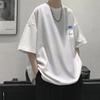 Camiseta de Manga Curta Azul Klein para Homem, Design Waffle Verão 2026, Estilo Minimalista de Nicho, Camisa Casual Esportiva de Manga Três Quartos