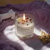 Vela Perfumada de Flor Seca Branca de Vidro Europeia e Americana Vela de Atmosfera de Cera de Soja Aromaterapia Lembrança Presente Pronto Atacado