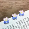 Nuevos accesorios de arte de uñas de flor de cinco pétalos con bloques de color simulado, decoraciones dulces de flor de gradiente translúcido para uñas y cabello, adornos de resina