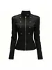 Comercio exterior transfronterizo ropa de mujer 2026 moda nueva europea y americana retro metal doble botonadura entallada chaqueta abrigo estilo Napoleón