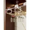 Decoração de adega, suporte para taças de vinho, suporte de armazenamento para copos altos pendurados de cabeça para baixo, prateleira de armário de vinho, suporte de pendurar para armazenamento de taças de vinho e copos de água