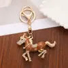 Chaveiro de Cavalo com Design de Nicho Cravejado de Diamantes Série de Animais Fofos de Metal Pingente para Bolsa Masculina e Feminina