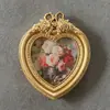 Porta-retrato de resina com laço em relevo estilo europeu, pintura decorativa de mesa, mural, porta-retrato de resina macia para casa