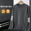 Camiseta masculina de manga comprida, estilo esportivo casual, gola redonda, camiseta de manga comprida estampada, camiseta masculina