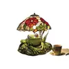 Luminária de Mesa Artesanato Criativo de Resina Transfronteiriça em Formato de Sapo e Flor Decoração Ornamentada para Mesa de Casa, Desktop, Cabeceira