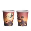 Bandeja de Papel con Tema de Halloween, Vaso de Papel, Servilleta Desechable, Vajilla, Mantel, Set de Decoración para Fiesta Familiar Festiva