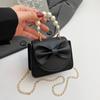 Bolso de Mujer con Lazo y Perlas, Mini Bolso Infantil Lindo y Elegante, Bolso Cruzado Acolchado con Cadena de Princesa para Niñas