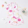 Conjunto de pijama infantil estampado para meninas de meia-idade, novo, para exportação transfronteiriça, ideal para todas as estações. Inclui shorts de manga curta, cardigã e muito mais.