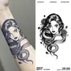 Tatuagem Adesiva Flor de Geisha Japonesa para Braço Preto e Branco Mulher Bonita Imagem Grande Impermeável Duradoura Homens e Mulheres Braço Tatuagens Adesivas Realistas