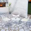Mesas y sillas de ocio para exteriores, patio de jardín sencillo, paisaje de parque municipal, juego de mesa y silla para la entrada de tienda de té con leche y cafetería
