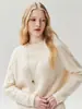 Suéter de cachemira nuevo, de corte relajado, cuello redondo y manga raglán para mujer, un suéter de lana versátil perfecto para usar en capas en otoño e invierno.