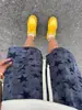 Pantalones Cortos Deportivos de Verano Tendencia Estilo Americano Peso Pesado Cinco Puntos Azul Marino Corte Diagonal Estampado Completo Tie-Dye Estrella para Hombre