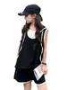 Moda Juvenil Casual Ropa Deportiva 2025 Nuevo Conjunto de Top con Capucha sin Mangas y Shorts de Dos Piezas Falsas Vestido de Verano para Niños Grandes
