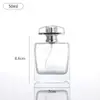 Botella de Perfume Transparente de Fondo Grueso de Alta Gama Creativa 50ml Botella de Relleno Cosmético Botella de Vidrio con Atomizador Fino para Perfume