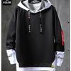 Fake Two-piece Sweatshirt Homens Primavera e Outono Nova Coreana Moda Jaqueta com capuz Jovens Bonitos Estudantes Roupas Homens